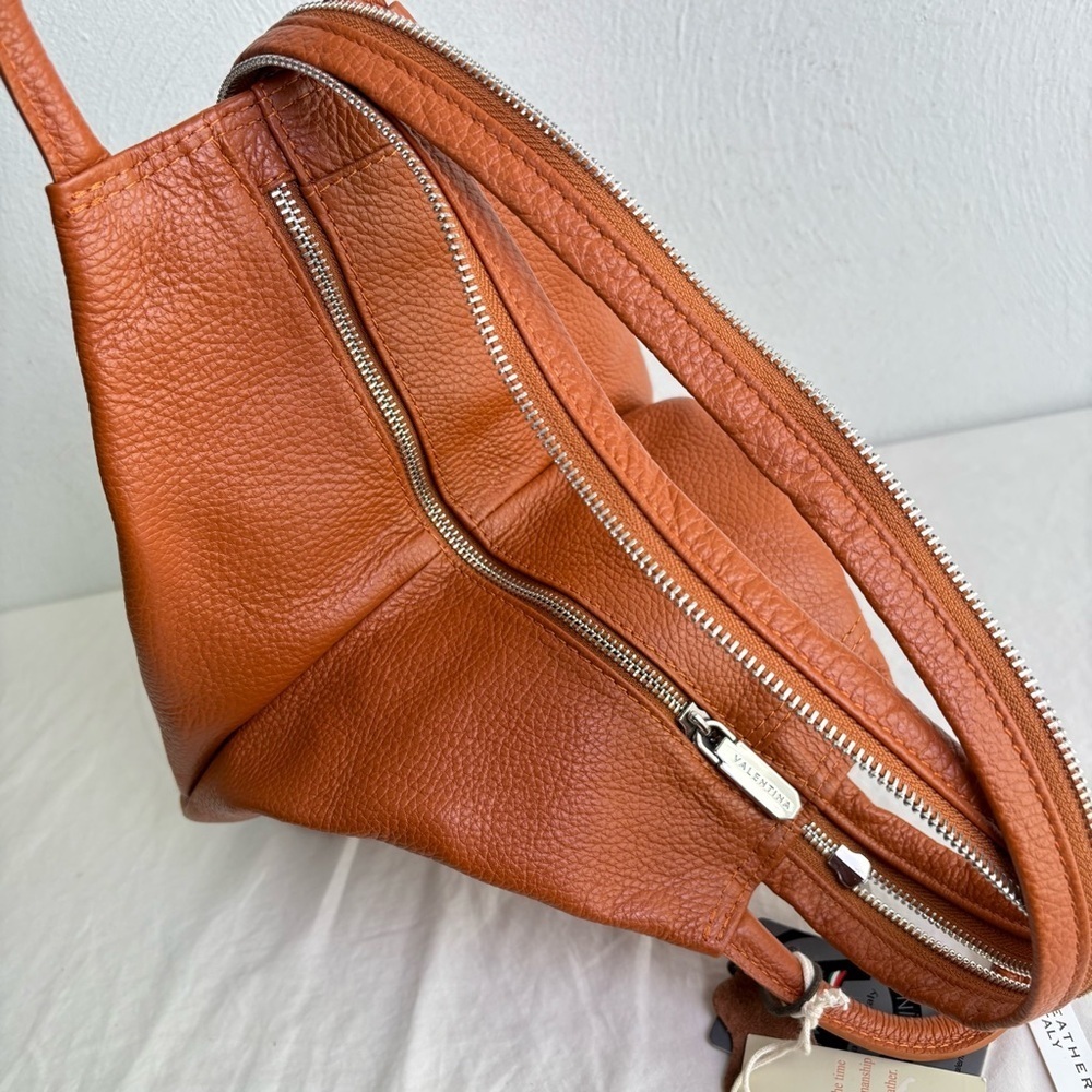 VALENTINA Made In Italy Pebbled Leather Convertible Backpack NEW W TAGS - Picture 6 of 16